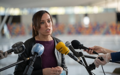 Marta Farrés durant una roda de premsa | Roger Benet